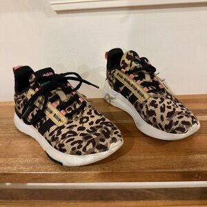 Adidas Kids Leopard Print Sneakers - Black, Brown, and Pink